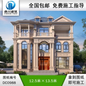 大氣歐式三層帶旋轉(zhuǎn)樓梯復(fù)式別墅圖紙_農(nóng)村自建別墅設(shè)計(jì),鼎川建筑