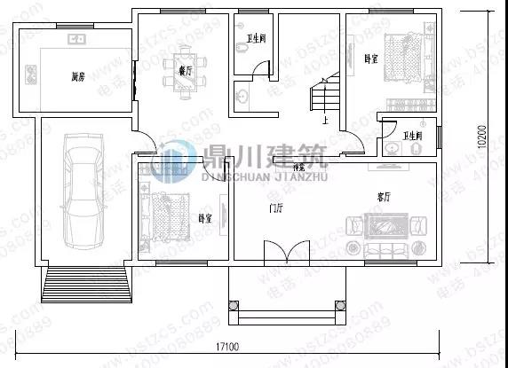 二層帶車庫露臺農(nóng)村自建房戶型圖