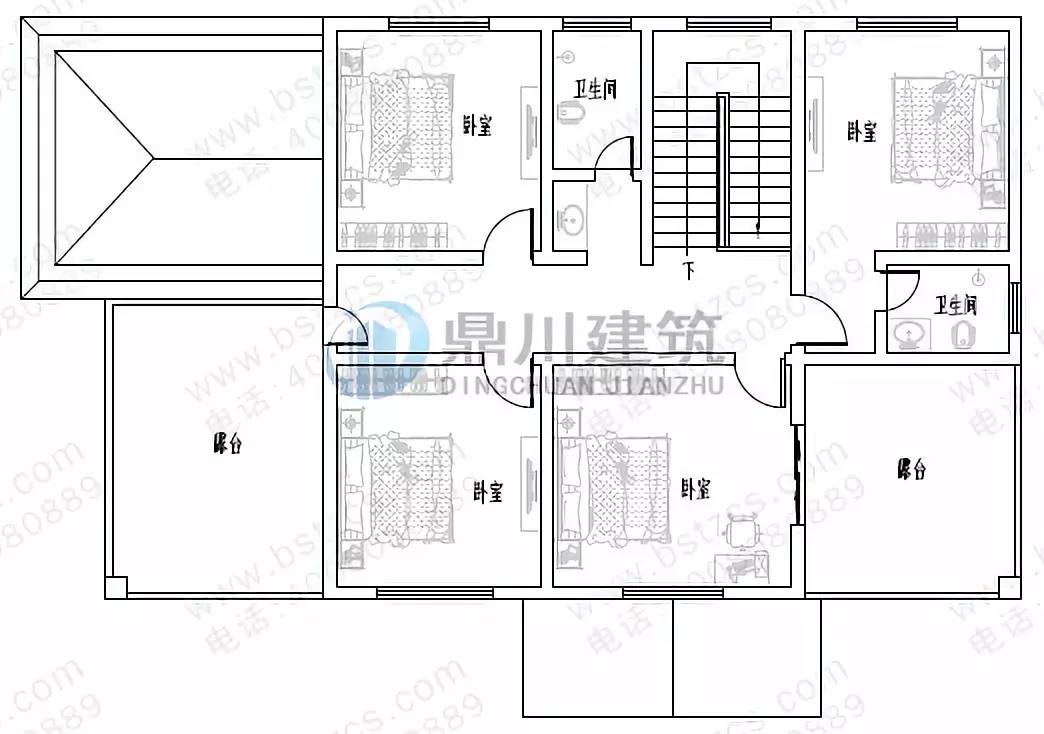 二層帶車庫露臺農(nóng)村自建房戶型圖
